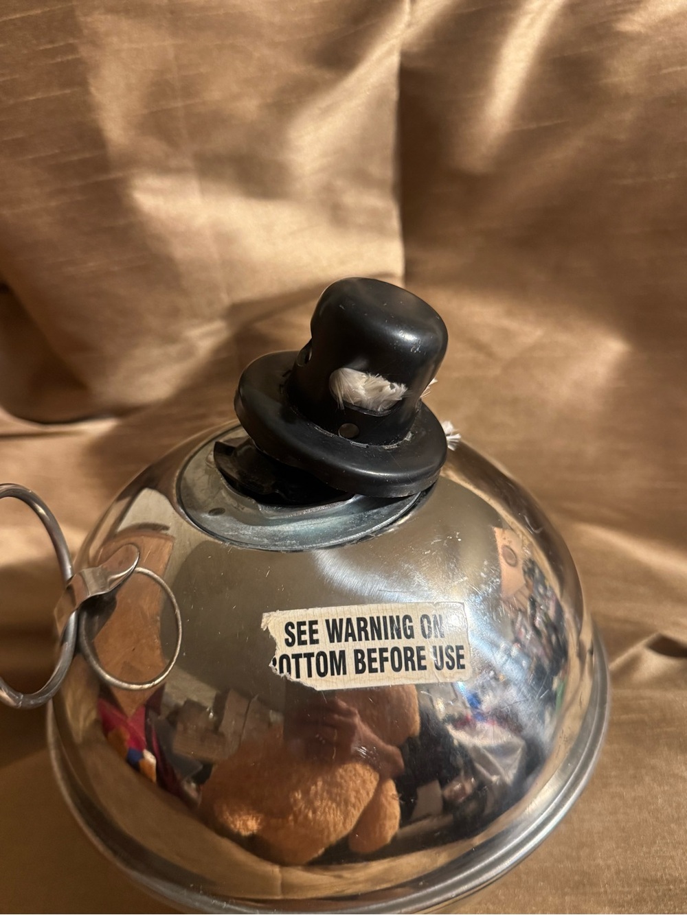 Polished Silver Decorative Bell with Black Top Accent